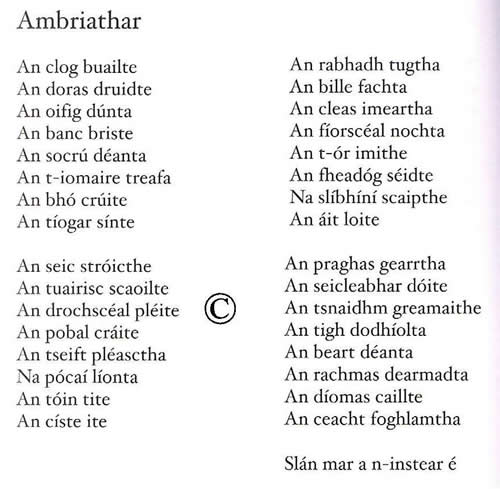 Ambriathar as Tír Tairngire Sampla de dhán ón leabhar filíochta iontach so.
